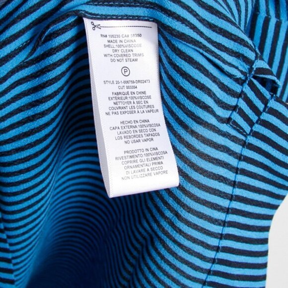 Equipment Lizza Striped Dress Drawstring Waist Long Sleeve Blue Black 4 - Picture 7 of 10
